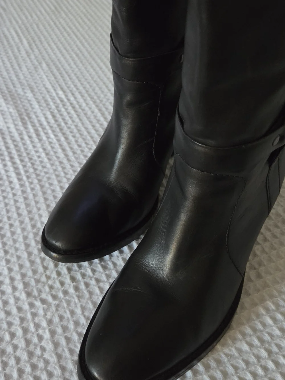 Via Spiga Black Leather Knee High Harness Riding Boots Vero CuoioSize 8.5